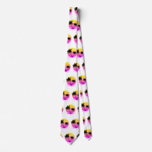 Retro Beach Palm Trees Saint Martin Tie