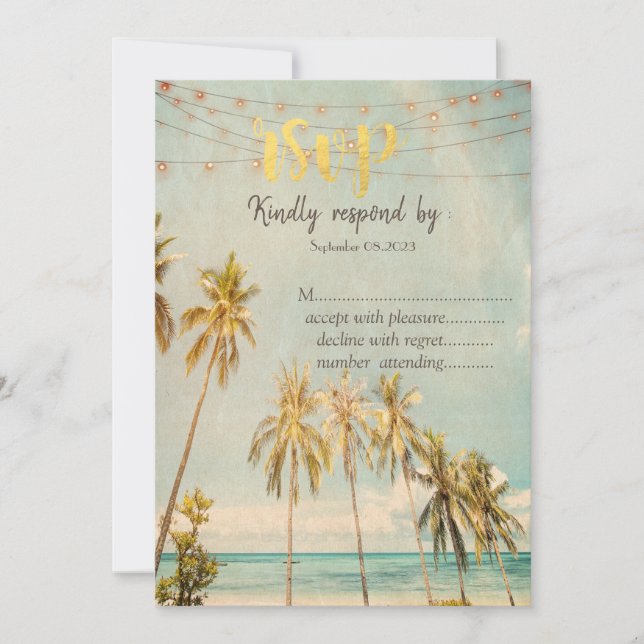 Retro Beach Palms RSVP    Invitation (Front)