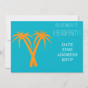 Retro Beach party orange palm trees Invitation