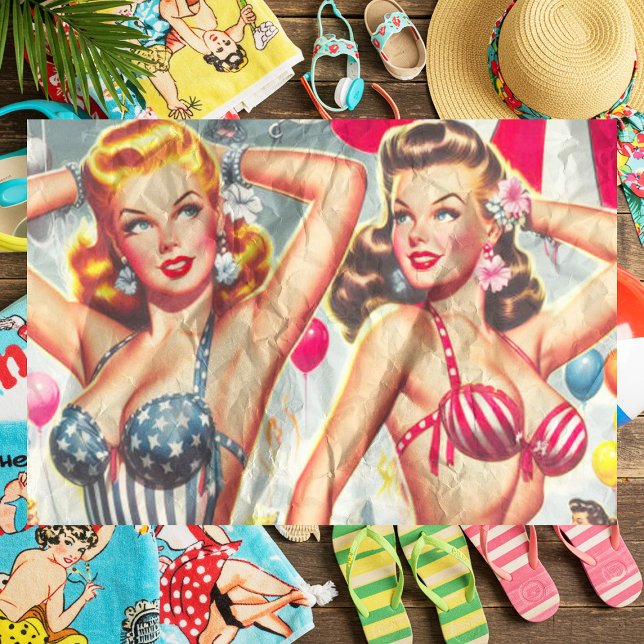 Retro Beach Party Pin-ups Tissue Paper (Creator Uploaded)
