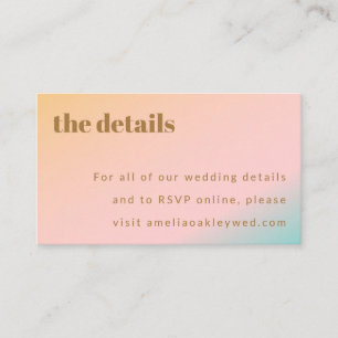 Retro Beach Pastel Gradient Unique Wedding QR Code Enclosure Card