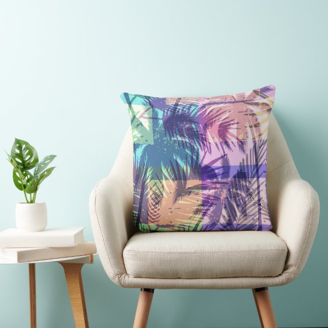 Retro Beach Pastel Palm Trees Tropical Cushion (Chair)