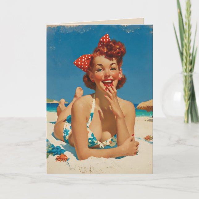 Retro Beach Pin Up Card (Front)