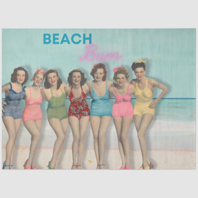 Retro Beach Pin-Up Girls Decoupage - Beach Bum  Tissue Paper (Front)