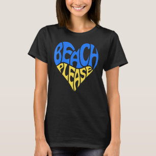 Retro Beach Please Love Heart Trendy Wavy Pastel Q T-Shirt