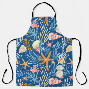 Retro Beach Seashell Orange Pink Yellow Blue Apron