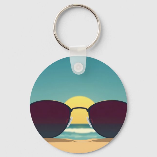 Retro Beach Sunglasses and Sun Key Ring (Front)