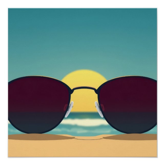 Retro Beach Sunglasses and Sun Poster (Front)