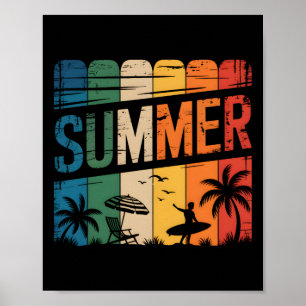 Retro Beach Surfing Surfboard Vintage Surfboarder Poster