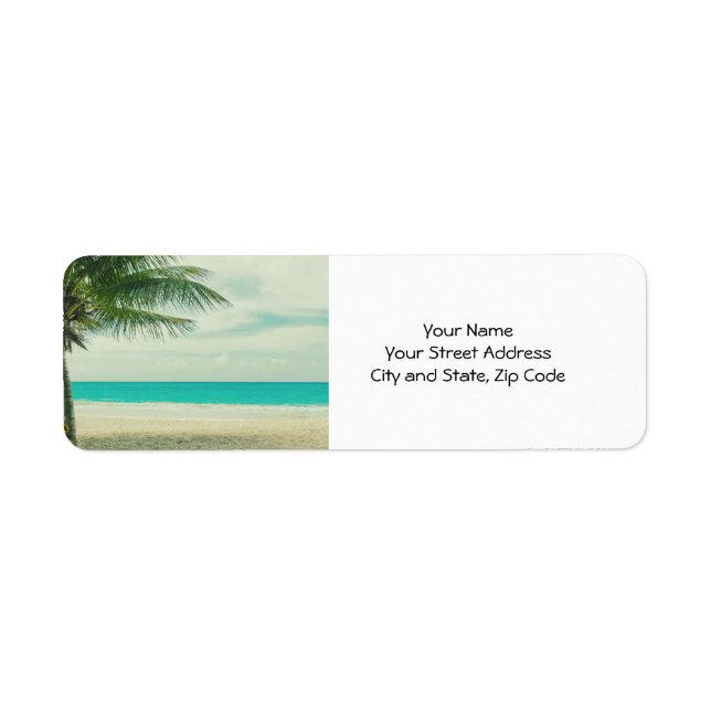 Retro Beach Theme Return Address Label (Front)
