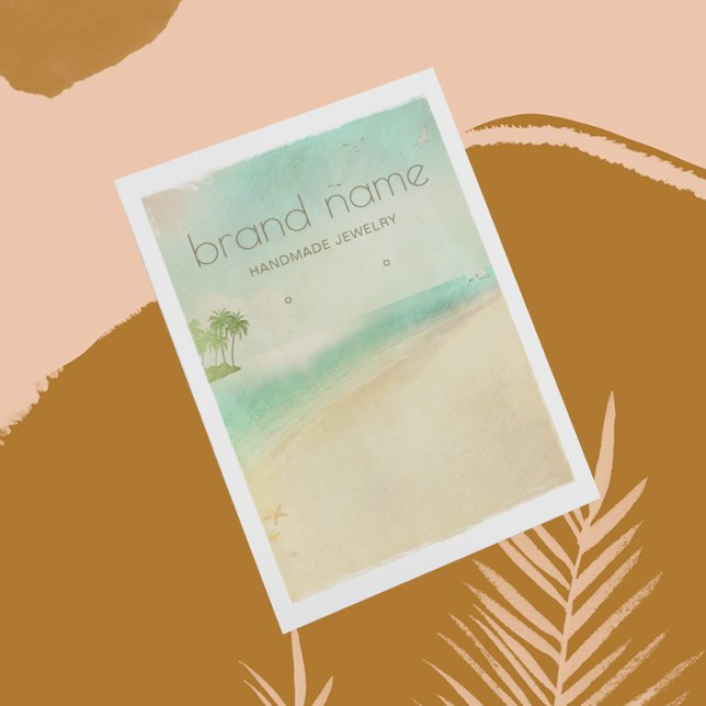 Retro Beach-Themed Earring Holder Business Card (Creator Uploaded)
