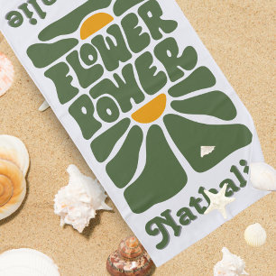 Retro Beach Towel With Name - Personalised Gift