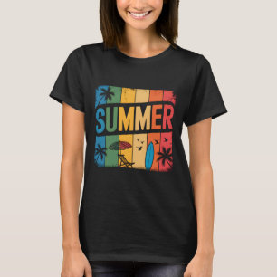 Retro Beach Wave Summertime Tropical Sunset Aesthe T-Shirt