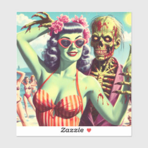 Retro Beach Zombie Pin-Up