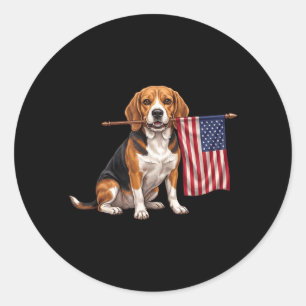 Retro Beagle Aamerican Flag Patriotic Dog 4th Of Classic Round Sticker