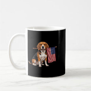 Retro Beagle Aamerican Flag Patriotic Dog 4th Of Coffee Mug