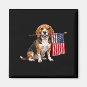 Retro Beagle Aamerican Flag Patriotic Dog 4th Of Magnet
