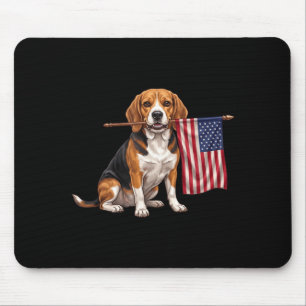 Retro Beagle Aamerican Flag Patriotic Dog 4th Of Mouse Pad