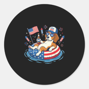 Retro beagle beer usa 250th anniversary 4th of classic round sticker