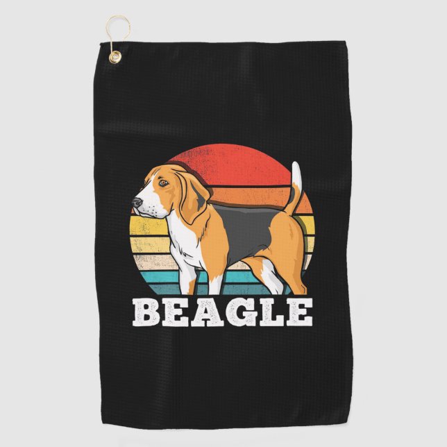 Retro Beagle Dog Golf Towel (Front)