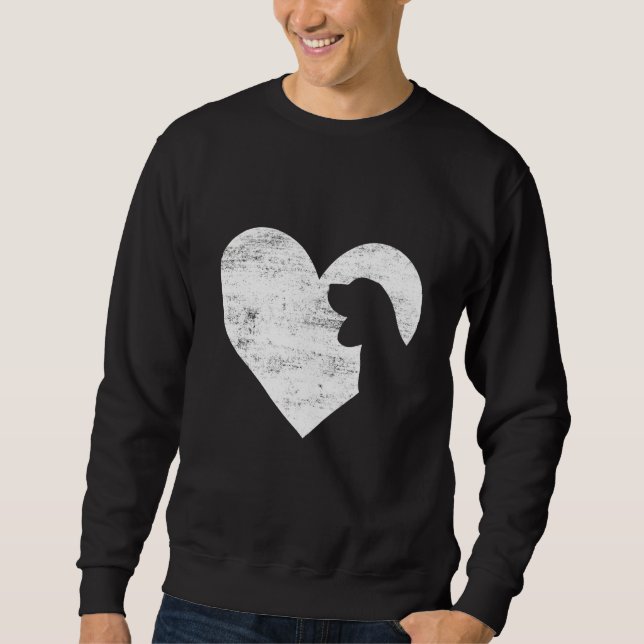 Retro Beagle Dog Heart Valentine's Day Dog Lover Sweatshirt (Front)