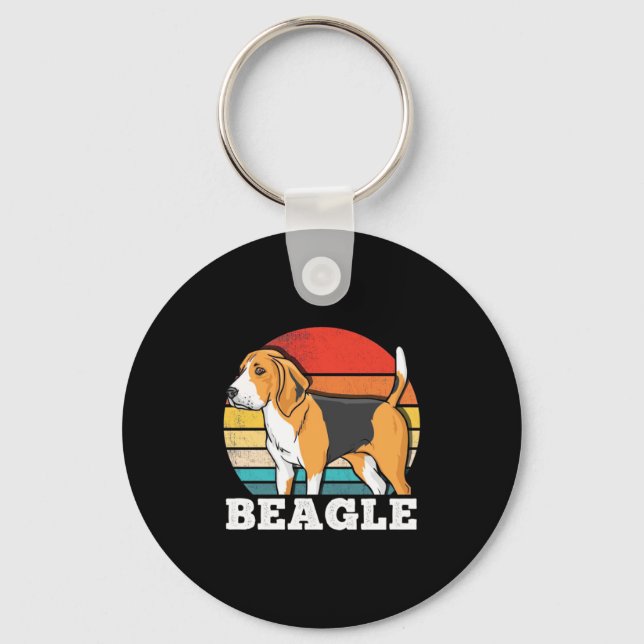 Retro Beagle Dog Key Ring (Front)
