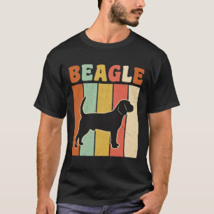 Retro Beagle Dog Silhouette Vintage Stripe T-Shirt
