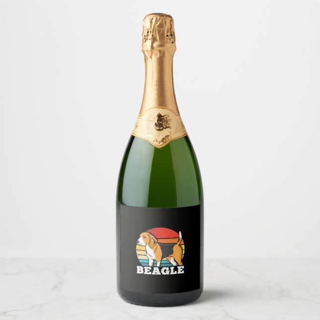 Retro Beagle Dog Sparkling Wine Label (Front)