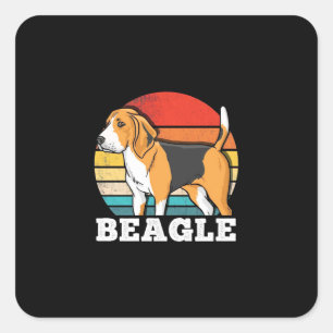 Retro Beagle Dog Square Sticker