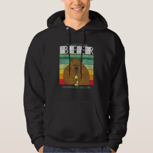 Retro Bear Drinking Beer I Drinking Beer Hunting P Hoodie