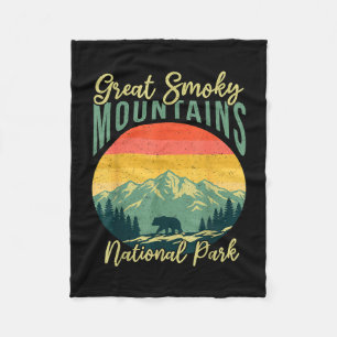 Retro bear great smoky mountain national park fleece blanket