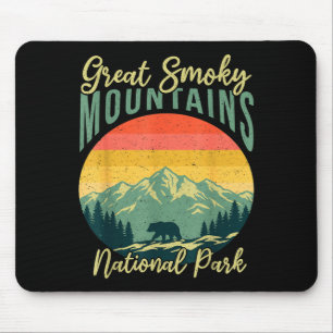 Retro bear great smoky mountain national park mouse pad