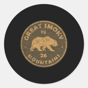Retro Bear Great Smoky Mountains National Park Men Classic Round Sticker