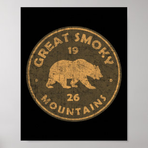 Retro Bear Great Smoky Mountains National Park Men Poster