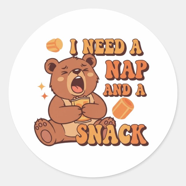 Retro Bear Needs a Nap Vinyl Sticker (Front)