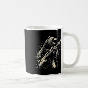Retro Bear Playing Bass Guitar Bear Guitarist Musi Coffee Mug