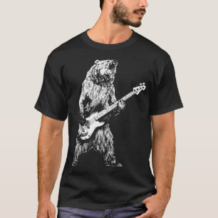 Retro Bear Playing Bass Guitar Bear Guitarist Musi T-Shirt