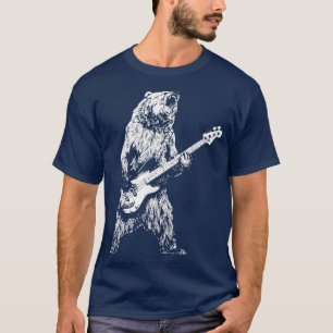 Retro Bear Playing Bass Guitar Bear Guitarist Musi T-Shirt