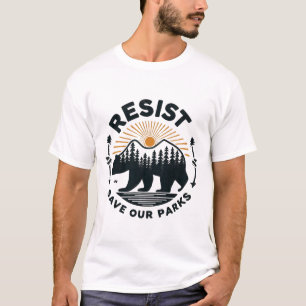 Retro Bear Resist Sunset Save Our Parks Nature Tee