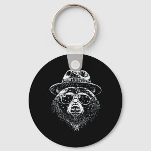 Retro Bear Skiing In Shades Cool Mountain Adventur Key Ring