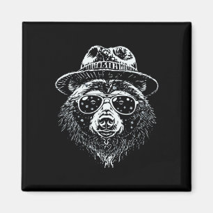 Retro Bear Skiing In Shades Cool Mountain Adventur Magnet