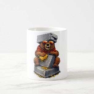 Retro Bear with Cheese Grater Hat and Sunglasses Coffee Mug