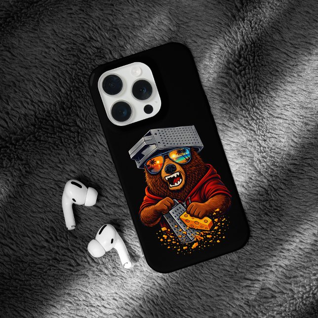 Retro Bear With Cheese Grater Hat and Sunglasses iPhone Case (Creator Uploaded)