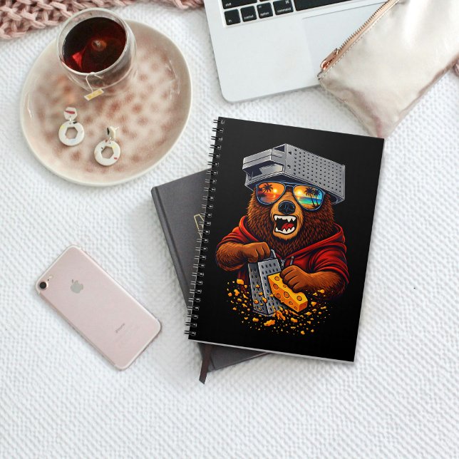 Retro Bear With Cheese Grater Hat and Sunglasses Notebook (Creator Uploaded)