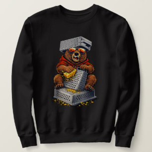 Retro Bear with Cheese Grater Hat and Sunglasses  Sweatshirt