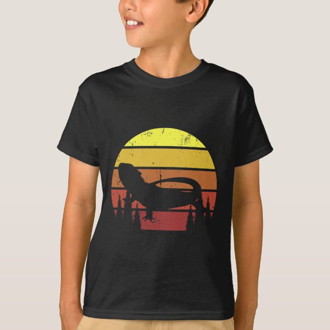 Retro Bearded Dragon Sunset Lizard Reptile Owner T-Shirt (Front)