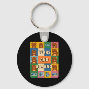 Retro Bears And Gaming Funny Bear Lover Video Game Key Ring