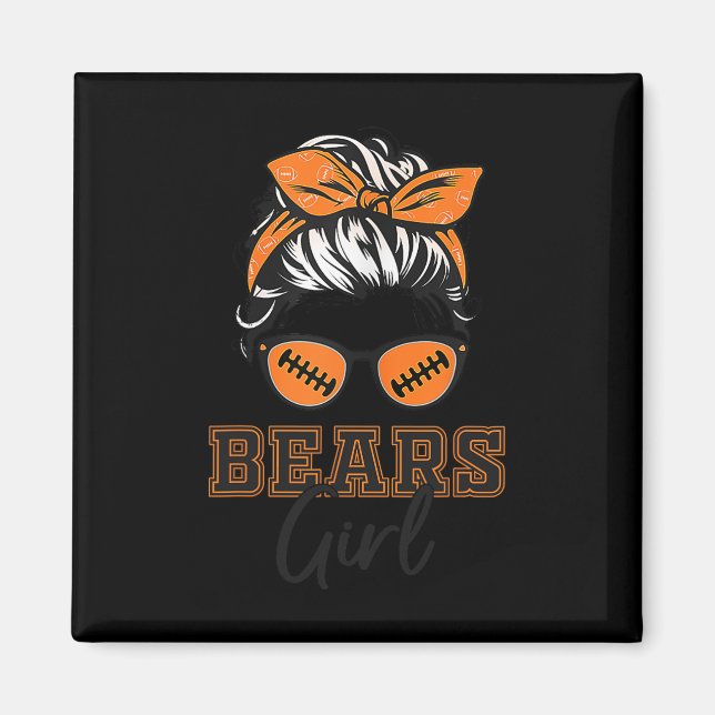 Retro Bears Girl Messy Bun Sports Fan Team Spirit  Magnet (Front)
