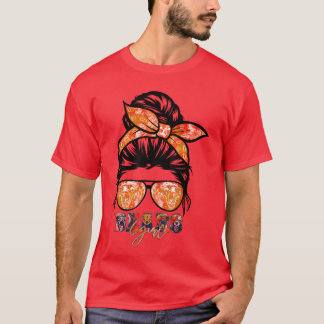 Retro Bears Girl Messy Bun Sportseam Matching Outf T-Shirt