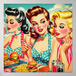 Retro Beauties Pin Up Poster